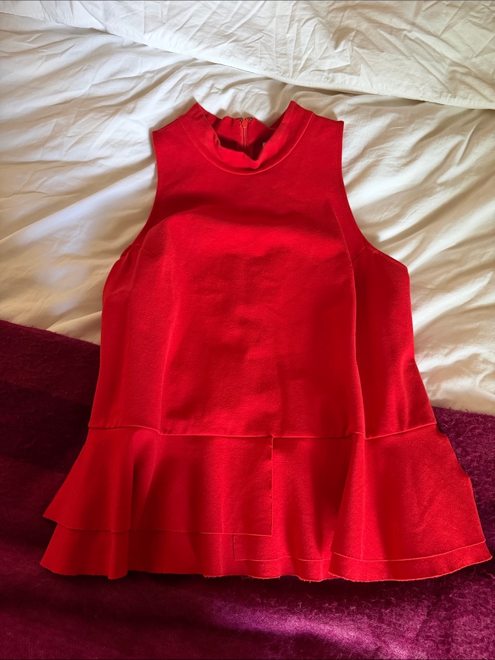 Anthropologie Red Sleeveless Peplum Tank